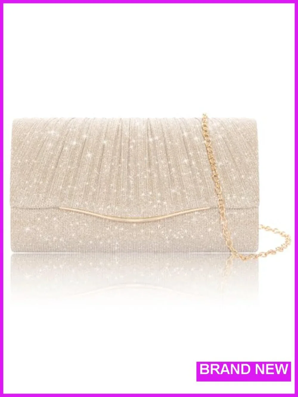 Formal Rhinestone Satin Clutch Purse with Detachable Chain for Evening Wedding